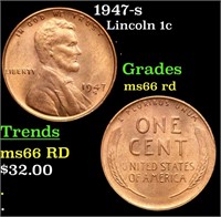 1947-s Lincoln Cent 1c Grades GEM+ Unc RD