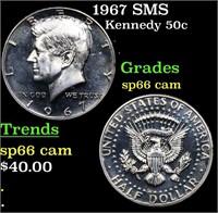 1967 SMS Kennedy Half Dollar 50c Grades sp66 cam