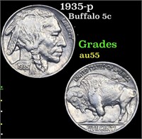1935-p Buffalo Nickel 5c Grades Choice AU