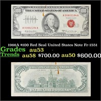 1966A $100 Red Seal United States Note Fr-1551 Gra