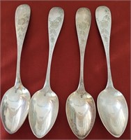 B - LOT OF 4 SILVER SPOONS (L204)