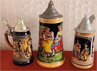 B - LOT OF 3 COLLECTOR BEER STEINS (F151)