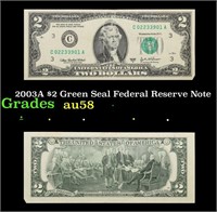 2003A $2 Green Seal Federal Reserve Note Grades Ch