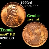 1952-d Lincoln Cent 1c Grades GEM++ Unc RD
