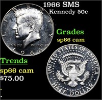 1966 SMS Kennedy Half Dollar 50c Grades sp66 cam