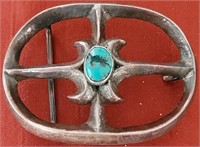 B - STERLING SILVER & STONE BUCKLE (L235)