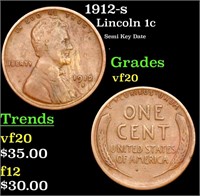 1912-s Lincoln Cent 1c Grades vf, very fine