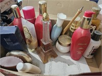 Box of vintage Avon and other brands perfume,