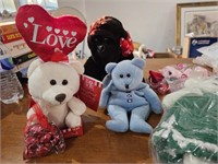 Bag of plush toys / animals and one crochet bear