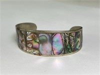 Vintage Mexio Sterling Abalone Cuff Bracelet 18 G