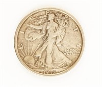 Coin Scarce 1917-D Walking Liberty Half Dollar,VF+