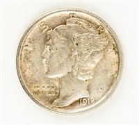 Coin  Scarcer Dated 1918-D Mercury Dime, XF