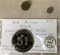 4 York Railways Badges and Buttons