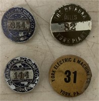 Four Misc. York Employee Badges