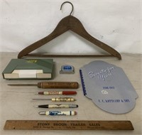 (10)York Adv.hanger,pencils,tape,ice pick,ruler
