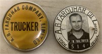 (2) A.B.Farquhar Employee,Trucker Badges