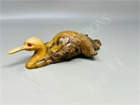 driftwood sculpted duck - signed 10.5" long