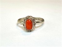 Sterling Coral Ring 3 Grams Size 8.5