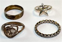 4 Vintage Sterling Rings 11 Grams Sizes Vary