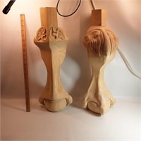 handcarved wooden claw legs