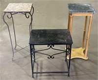(Q) Marble Top Plant Stands 19” and 28”