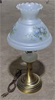 (P) Frosted Glass Brass Color Table Lamp. 21in