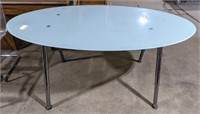 (PQ) Ikea Fogged Glass Dining Table w/ Chrome