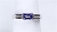 14K White Gold Ring with 1/2 CTTW Topaz and .09