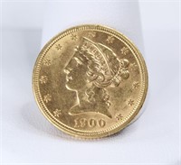 1900 $5 Gold Coin.