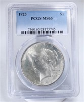1923 Peace Silver Dollar. PCGS MS65.