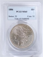 1886 Morgan Silver Dollar. PCGS MS65.