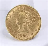 1886 $10 Gold Coin.