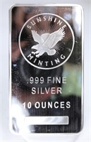 Sunshine Minting 10 Oz. .999 Fine Silver Bar.