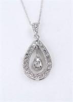 20" 14K White Gold Necklace with Diamond Pendant.