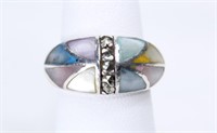 Sterling Silver Inlay Mother of Pearl Ring.