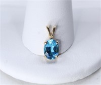 14K Yellow Gold Pendant with 1.00 CT Swiss Blue
