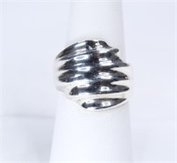 Wide Ribbed Sterling Band.
