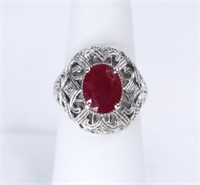 Sterling Ring with 2 1/4 CT Ruby.