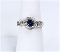 14K White Gold "Levian" Ring with 1/3 CT Sapphire