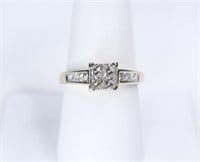 14K White Gold Ring with 1 CTTW Princess Cut