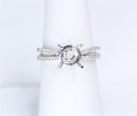 14K White Gold Ring with .24 CTS Diamonds. Takes