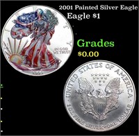 2001 Painted Silver Eagle Silver Eagle Dollar $1