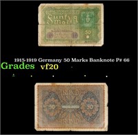 1915-1919 Germany 50 Marks Banknote P# 66 Grades v
