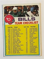BILLS 1973 TOPPS TEAM CARD