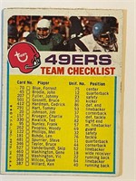 49ERS 1973 TOPPS TEAM CARD