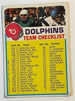 DOLPHINS 1973 TOPPS TEAM CARD