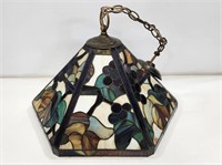 Vintage Stained and Leaded Glass Light Fixture