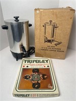 30 CUP VTG COFFEE PERCOLATOR, VTG TRIPOLEY GAME