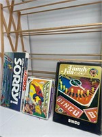 LARG WOODEN DRYING RACK, MISC VTG GAMES/PUZZLE