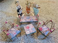 Vintage Napco Figurines, Rattan Toys Furniture Set